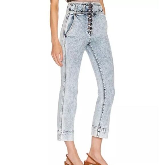 Ulla Johnsone Ellis Flare Jeans in Blue Acid Wash Size 12 - Picture 1 of 8